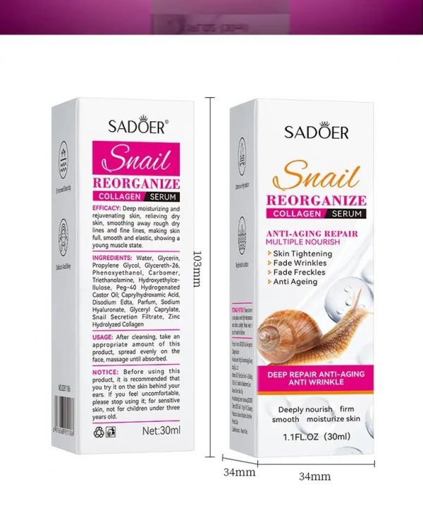 SADOER Anti-aging facial serum with snail mucin 30ml
